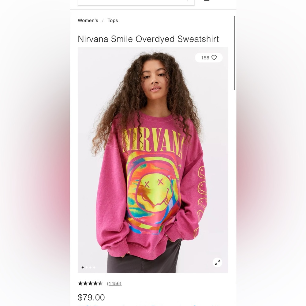 Urban Outfitters Nirvana Smile Overdyed Sweatshirt